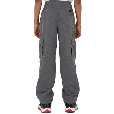 Vibes Boy's Relaxed Fit Fleece Cargo Sweatpants Open-bottom