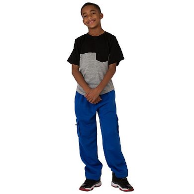 Vibes Boy's Relaxed Fit Fleece Cargo Sweatpants Open-bottom