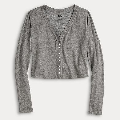 Juniors' SO® Cropped Hacci Cardigan