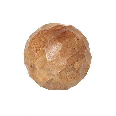 Everyday Decor Rough Carved Mango Wood Orb Table Decor