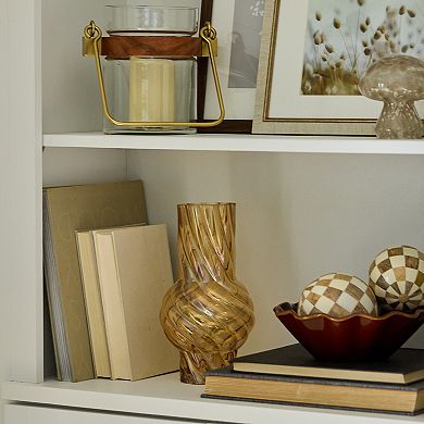 Everyday Decor Checkered Wood Orb Table Decor