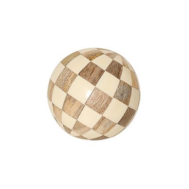 Everyday Decor Checkered Wood Orb Table Decor