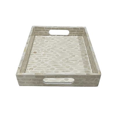 Everyday Decor Patterned Shell Detailed Tray Table Decor