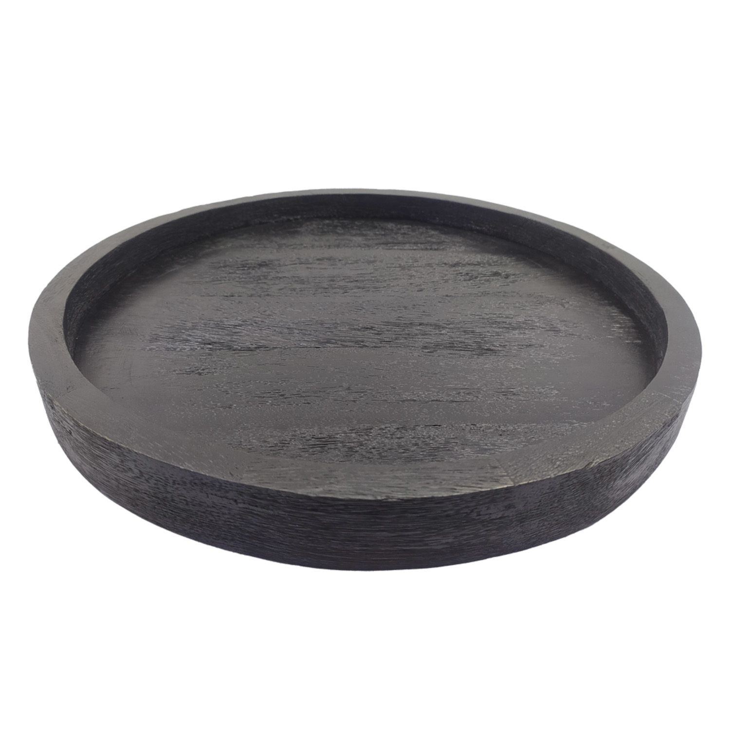 Everyday Decor Dark Mango Wood Round Tray Table Decor - Multi