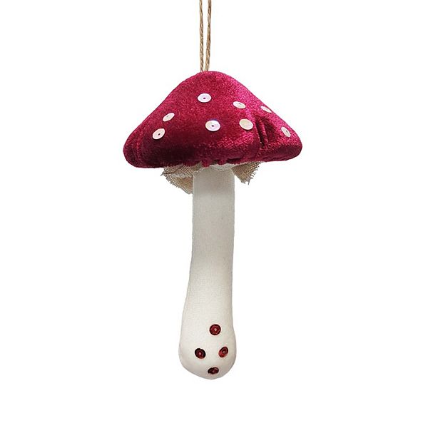 St. Nicholas Square® Red Velvet Wrapped Mushroom Ornament - Multi