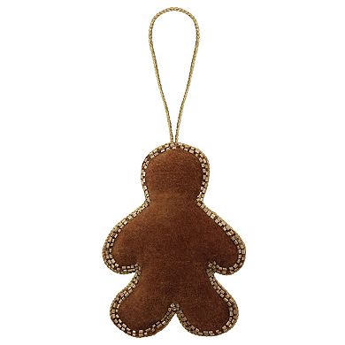 St. Nicholas Square Plush Beaded Gingerbread Ornament