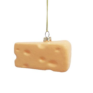 St. Nicholas Square Glass Chese Wedge Christmas Ornament