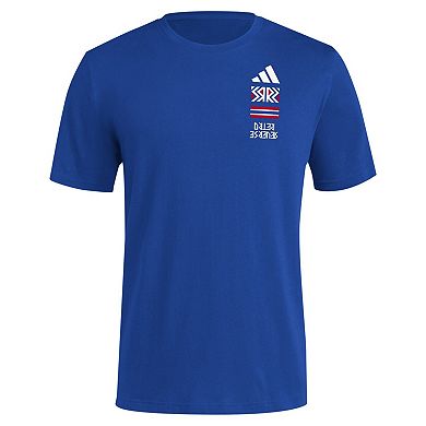 Men's adidas Royal Kansas Jayhawks Reverse Retro Baseball 2 Hit T-Shirt