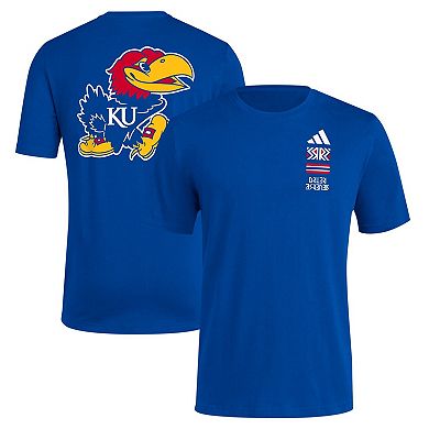 Men's adidas Royal Kansas Jayhawks Reverse Retro Baseball 2 Hit T-Shirt