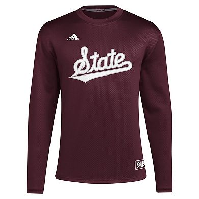 Men's adidas Maroon Mississippi State Bulldogs Reverse Retro Baseball Script Pullover Sweatshirt
