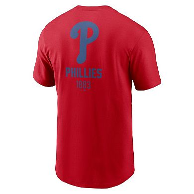 Men's Nike Red Philadelphia Phillies Large Logo Back Stack T-Shirt