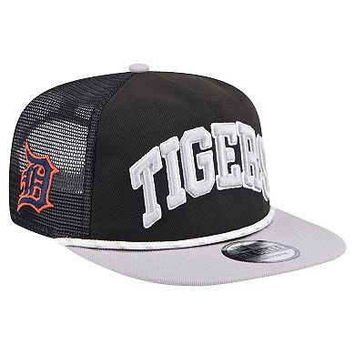 Men's New Era Black Detroit Tigers Throwback Meshback Golfer Hat