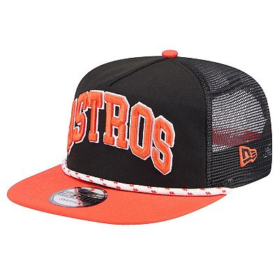 Men's New Era Black Houston Astros Throwback Meshback Golfer Hat