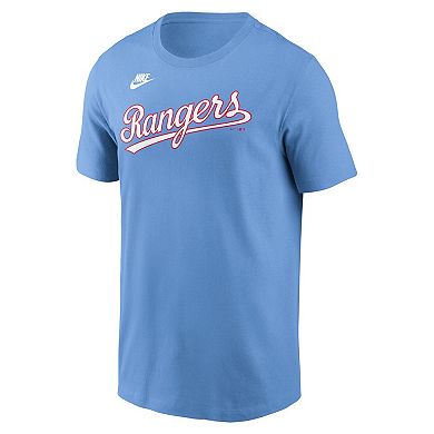 Men's Nike Light Blue Texas Rangers Cooperstown Wordmark T-Shirt