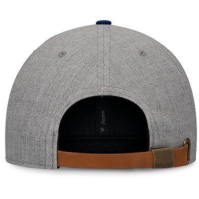 Men's Fanatics Signature Heather Gray Seattle Kraken Elements Flat Brim Leather Strapback Hat