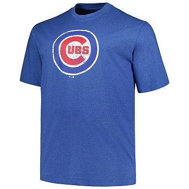 Men's Profile Heather Royal Chicago Cubs Big & Tall Weathered Logo T-Shirt