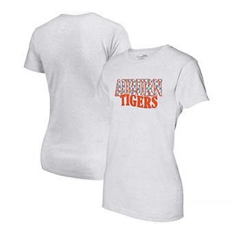 Women's Heather Gray Auburn Tigers Checkered Team Name Wavy Tri-Blend T-Shirt