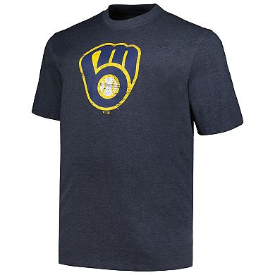 Men's Profile Heather Navy Milwaukee Brewers Big & Tall Weathered Logo T-Shirt