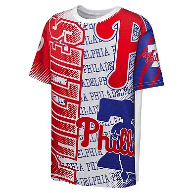 Youth White Philadelphia Phillies Impact Hit Bold T-Shirt