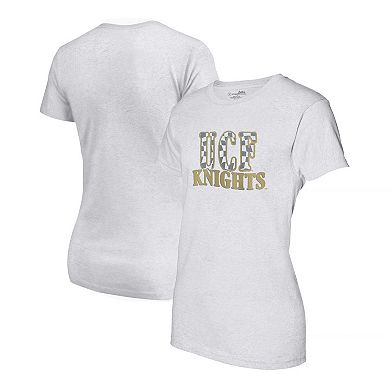 Women's Heather Gray UCF Knights Checkered Team Name Wavy Tri-Blend T-Shirt