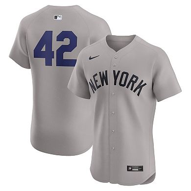 Men's Nike Gray New York Yankees Road 2024 Jackie Robinson Day Elite Jersey