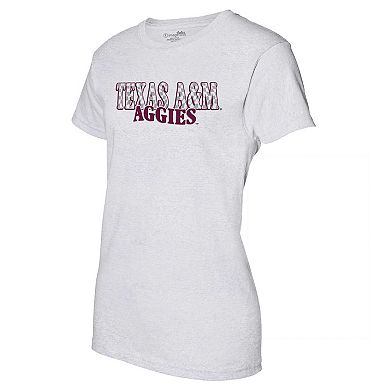 Women's Heather Gray Texas A&M Aggies Checkered Team Name Wavy Tri-Blend T-Shirt