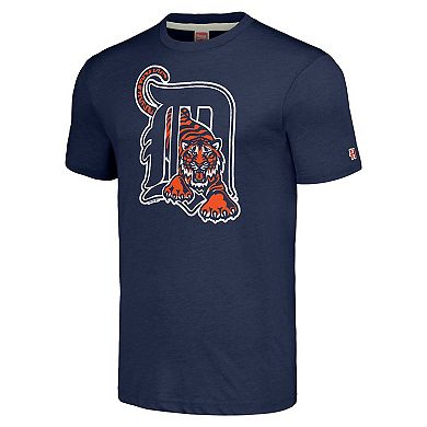 Men's Homage Navy Detroit Tigers Cooperstown Collection Hand-Drawn Logo Tri-Blend T-Shirt