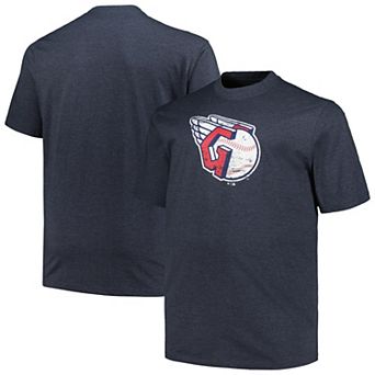 Men's Profile Heather Navy Cleveland Guardians Big & Tall Weathered Logo T-Shirt