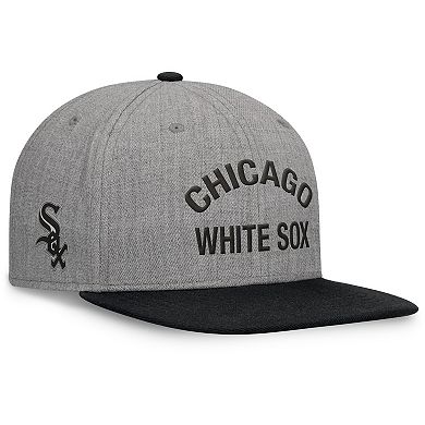 Men's Fanatics Signature Heather Gray/Black Chicago White Sox Elements Flat Brim Snapbuckle Hat