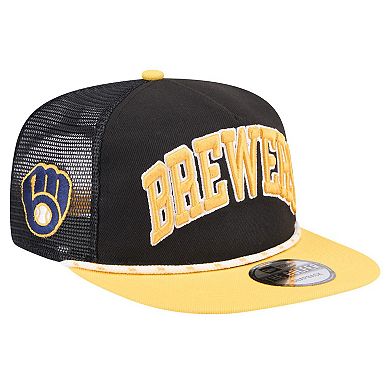 Men's New Era Black Milwaukee Brewers Throwback Meshback Golfer Hat