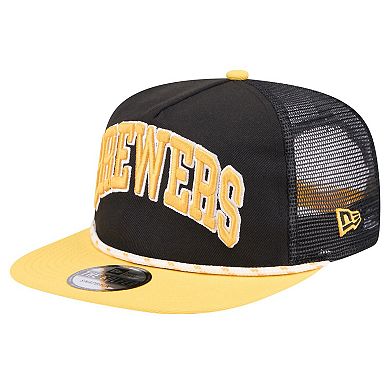 Men's New Era Black Milwaukee Brewers Throwback Meshback Golfer Hat
