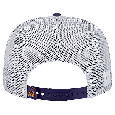 Men's New Era Purple Phoenix Suns Puff Print Team Code A-Frame 9FIFTY Trucker Snapback Hat