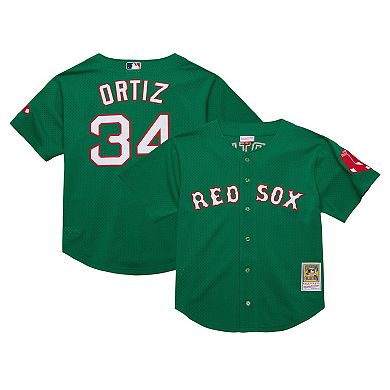 Youth Mitchell & Ness David Ortiz Green Boston Red Sox Cooperstown CollectionÂ Mesh Batting Practice Jersey