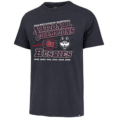 Men's '47  Navy UConn Huskies Six-Time NCAA Men's Basketball National Champions Slogan Franklin T-Shirt