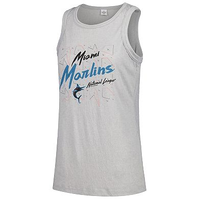Women's Soft as a Grape Gray Miami Marlins Gauze High Neck Tank Top
