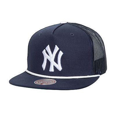 Men s Mitchell Ness Navy New York Yankees Rope Trucker Snapback Hat