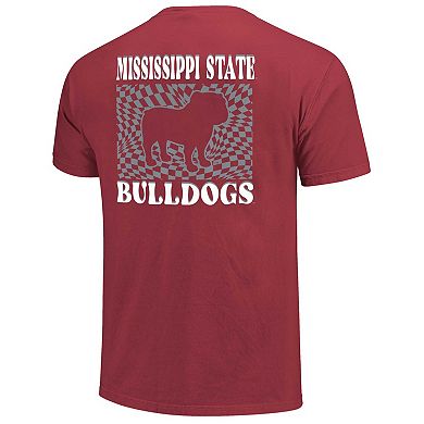 Women's Maroon Mississippi State Bulldogs Comfort Colors Checkered Mascot T-Shirt