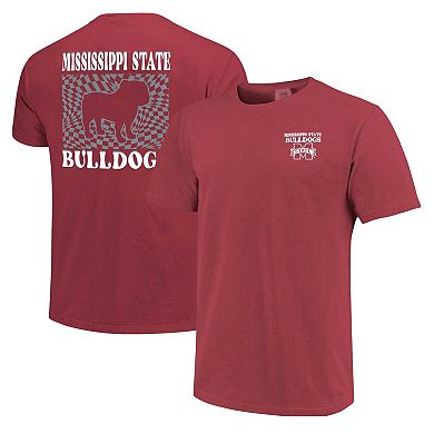 Women's Maroon Mississippi State Bulldogs Comfort Colors Checkered Mascot T-Shirt