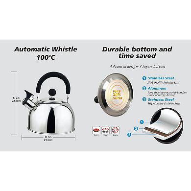 Stainless Steel Whistling Tea Kettle, 2.5-quart