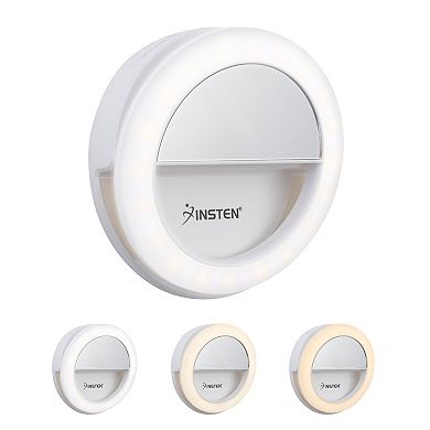 Mini Led Selfie Ring Light With Mirror & Clip, Dimmable, 36 Beads, Usb Powered