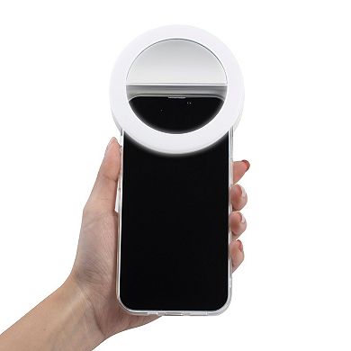 Mini Led Selfie Ring Light With Mirror & Clip, Dimmable, 36 Beads, Usb Powered