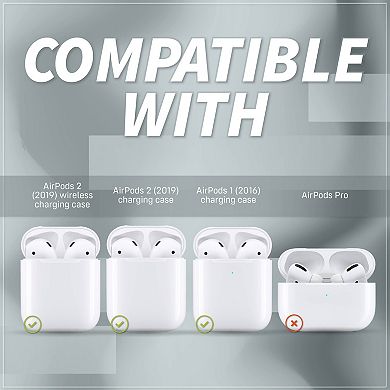 For Airpods 1 / 2 Genuine Leather Case Luxury Cover With Keychain Hook Black