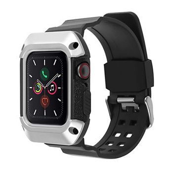 Watch Band Rugged Bumper Case For Watch 40mm Series 6 Se 5 4 Black/silver
