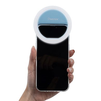 3" Led Selfie Ring Light With Clip, Dimmable, 36 Beads, Battery Powered, Blue