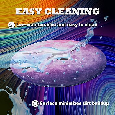 Mouse Pad Round Galaxy Gaming Office Gift Idea Stitched Edge Blue Purple Nebula