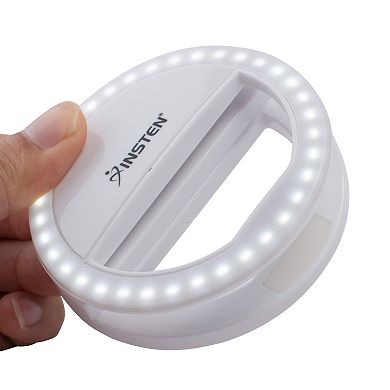 3" Led Selfie Ring Light With Clip, Dimmable, 36 Beads, Battery Powered, White