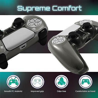 For Sony Ps5 Controller Case Protective Hard Shell Skin Cover, Clear Black