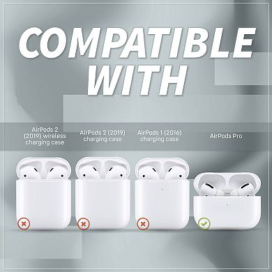 For Airpods Pro Genuine Leather Case Luxury Skin Cover With Keychain Hook Black