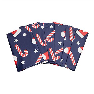 6 Pk Jumbo Christmas Candy Cane Gift Bags, Large Plastic Gift Sack, Blue, 3x4 Ft