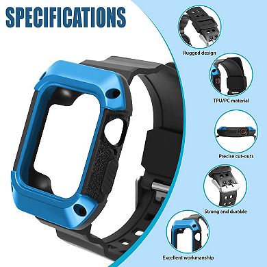 Watch Band Rugged Bumper Case For Watch 40mm Series 6 Se 5 4 Black/blue